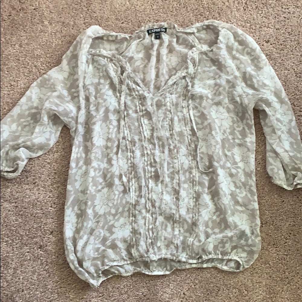 Tan and white blouse